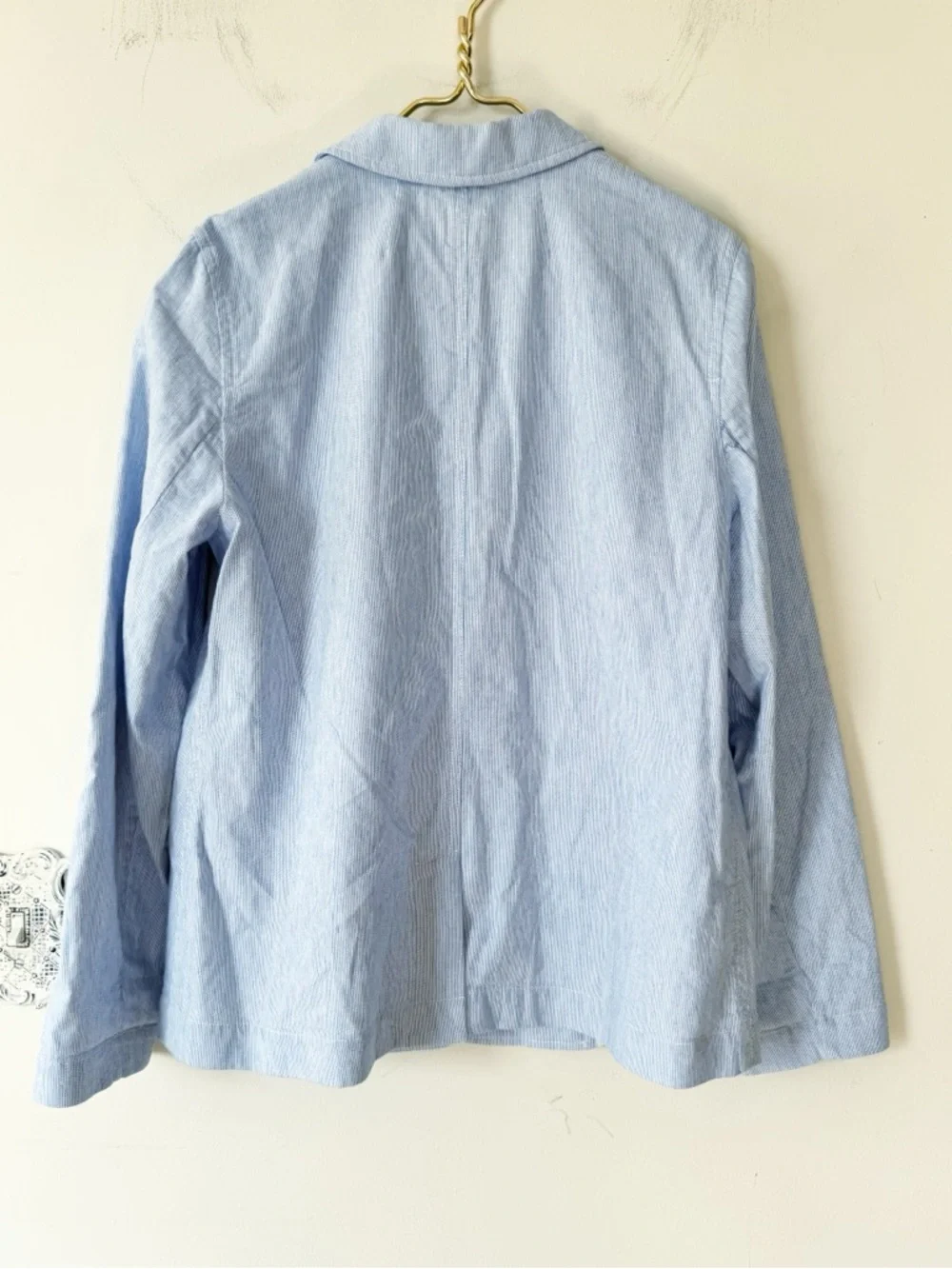 J. Crew Blue Striped Cotton Linen Blend Relaxed Stretch One Button Blazer 14 - Picture 8 of 10